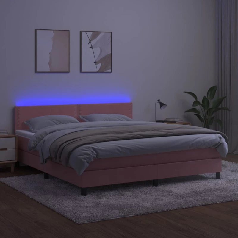 ΚΡΕΒΑΤΙ BOXSPRING ΜΕ ΣΤΡΩΜΑ & LED ΡΟΖ 160X200 ΕΚ. ΒΕΛΟΥΔΙΝΟ 3134356