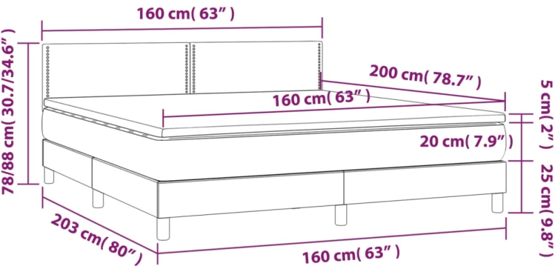 ΚΡΕΒΑΤΙ BOXSPRING ΜΕ ΣΤΡΩΜΑ & LED ΡΟΖ 160X200 ΕΚ. ΒΕΛΟΥΔΙΝΟ 3134356
