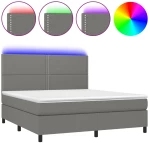 ΚΡΕΒΑΤΙ BOXSPRING ΜΕ ΣΤΡΩΜΑ & LED ΣΚ.ΓΚΡΙ 180X200 ΕΚ ΥΦΑΣΜΑΤΙΝΟ 3134814