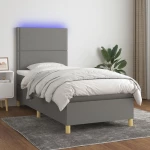 ΚΡΕΒΑΤΙ BOXSPRING ΜΕ ΣΤΡΩΜΑ & LED ΣΚ.ΓΚΡΙ 90X190 ΕΚ. ΥΦΑΣΜΑΤΙΝΟ 3135318