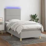 ΚΡΕΒΑΤΙ BOXSPRING ΜΕ ΣΤΡΩΜΑ & LED ΑΝ.ΓΚΡΙ 90X200 ΕΚ. ΥΦΑΣΜΑΤΙΝΟ 3135325