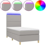 ΚΡΕΒΑΤΙ BOXSPRING ΜΕ ΣΤΡΩΜΑ & LED ΑΝ.ΓΚΡΙ 90X200 ΕΚ. ΥΦΑΣΜΑΤΙΝΟ 3135325