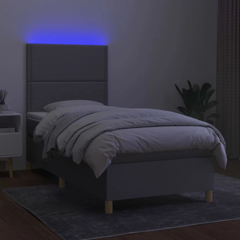 ΚΡΕΒΑΤΙ BOXSPRING ΜΕ ΣΤΡΩΜΑ & LED ΑΝ.ΓΚΡΙ 90X200 ΕΚ. ΥΦΑΣΜΑΤΙΝΟ 3135325