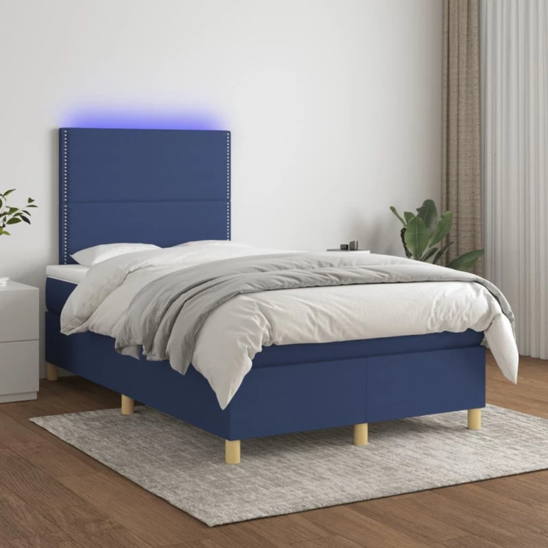 ΚΡΕΒΑΤΙ BOXSPRING ΜΕ ΣΤΡΩΜΑ & LED ΜΠΛΕ 120X200 ΕΚ. ΥΦΑΣΜΑΤΙΝΟ 3135347