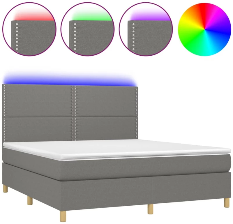 ΚΡΕΒΑΤΙ BOXSPRING ΜΕ ΣΤΡΩΜΑ & LED ΣΚ.ΓΚΡΙ 180X200 ΕΚ ΥΦΑΣΜΑΤΙΝΟ 3135374