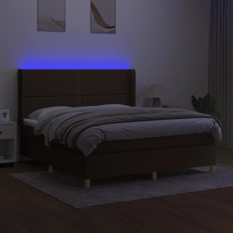 ΚΡΕΒΑΤΙ BOXSPRING ΜΕ ΣΤΡΩΜΑ & LED ΣΚ.ΚΑΦΕ 180X200ΕΚ. ΥΦΑΣΜΑΤΙΝΟ 3138816