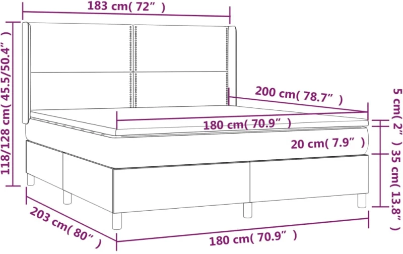 ΚΡΕΒΑΤΙ BOXSPRING ΜΕ ΣΤΡΩΜΑ & LED ΣΚ.ΚΑΦΕ 180X200ΕΚ. ΥΦΑΣΜΑΤΙΝΟ 3138816