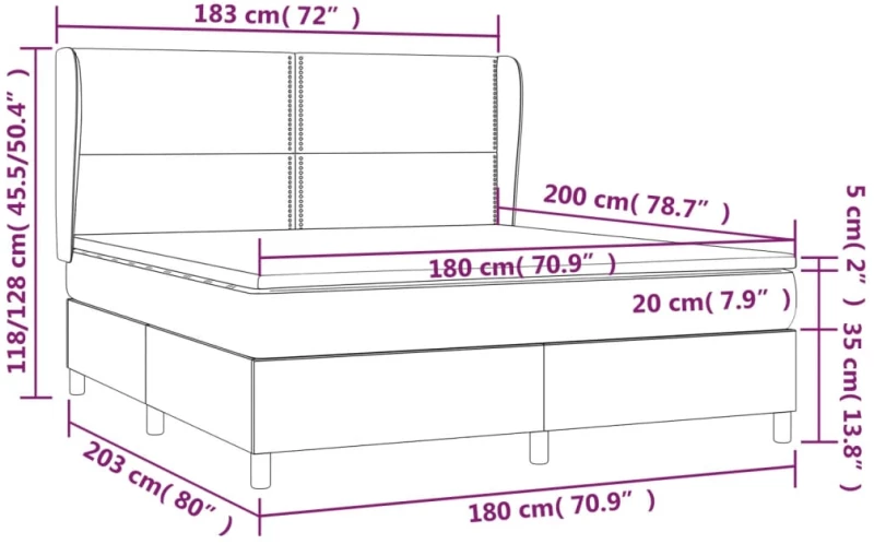ΚΡΕΒΑΤΙ BOXSPRING ΜΕ ΣΤΡΩΜΑ ΣΚΟΥΡΟ ΚΑΦΕ 180X200 ΕΚ ΥΦΑΣΜΑΤΙΝΟ 3127904