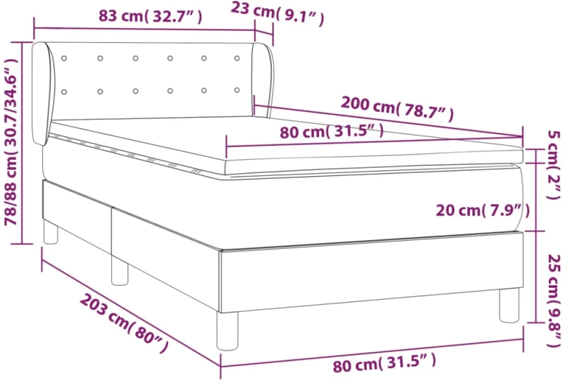 ΚΡΕΒΑΤΙ BOXSPRING ΜΕ ΣΤΡΩΜΑ TAUPE 80X200 ΕΚ. ΥΦΑΣΜΑΤΙΝΟ 3127081