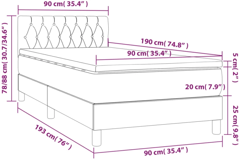 ΚΡΕΒΑΤΙ BOXSPRING ΜΕ ΣΤΡΩΜΑ ΣΚΟΥΡΟ ΚΑΦΕ 90X190 ΕΚ. ΥΦΑΣΜΑΤΙΝΟ 3140820
