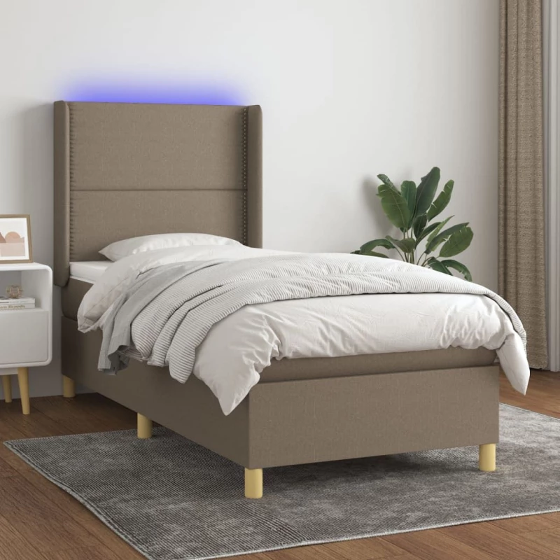 ΚΡΕΒΑΤΙ BOXSPRING ΜΕ ΣΤΡΩΜΑ & LED TAUPE 100X200 ΕΚ. ΥΦΑΣΜΑΤΙΝΟ 3138777
