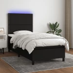 ΚΡΕΒΑΤΙ BOXSPRING ΜΕ ΣΤΡΩΜΑ & LED ΜΑΥΡΟ 90X190 ΕΚ. ΥΦΑΣΜΑΤΙΝΟ 3134759