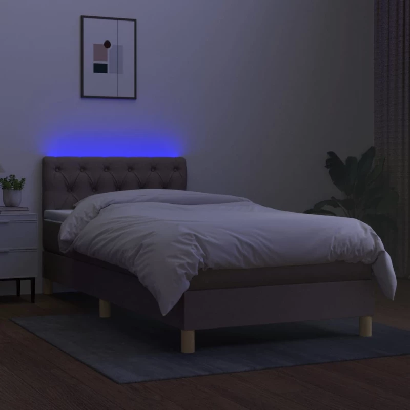 ΚΡΕΒΑΤΙ BOXSPRING ΜΕ ΣΤΡΩΜΑ & LED TAUPE 80X200 ΕΚ. ΥΦΑΣΜΑΤΙΝΟ 3133913