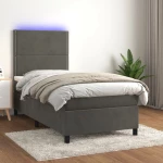 ΚΡΕΒΑΤΙ BOXSPRING ΜΕ ΣΤΡΩΜΑ & LED ΣΚ. ΓΚΡΙ 80X200 ΕΚ. ΒΕΛΟΥΔΙΝΟ 3136030