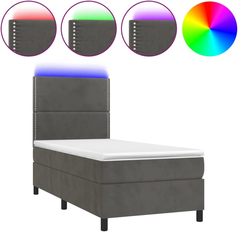 ΚΡΕΒΑΤΙ BOXSPRING ΜΕ ΣΤΡΩΜΑ & LED ΣΚ. ΓΚΡΙ 80X200 ΕΚ. ΒΕΛΟΥΔΙΝΟ 3136030