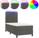 ΚΡΕΒΑΤΙ BOXSPRING ΜΕ ΣΤΡΩΜΑ & LED ΣΚ. ΓΚΡΙ 80X200 ΕΚ. ΒΕΛΟΥΔΙΝΟ 3136030