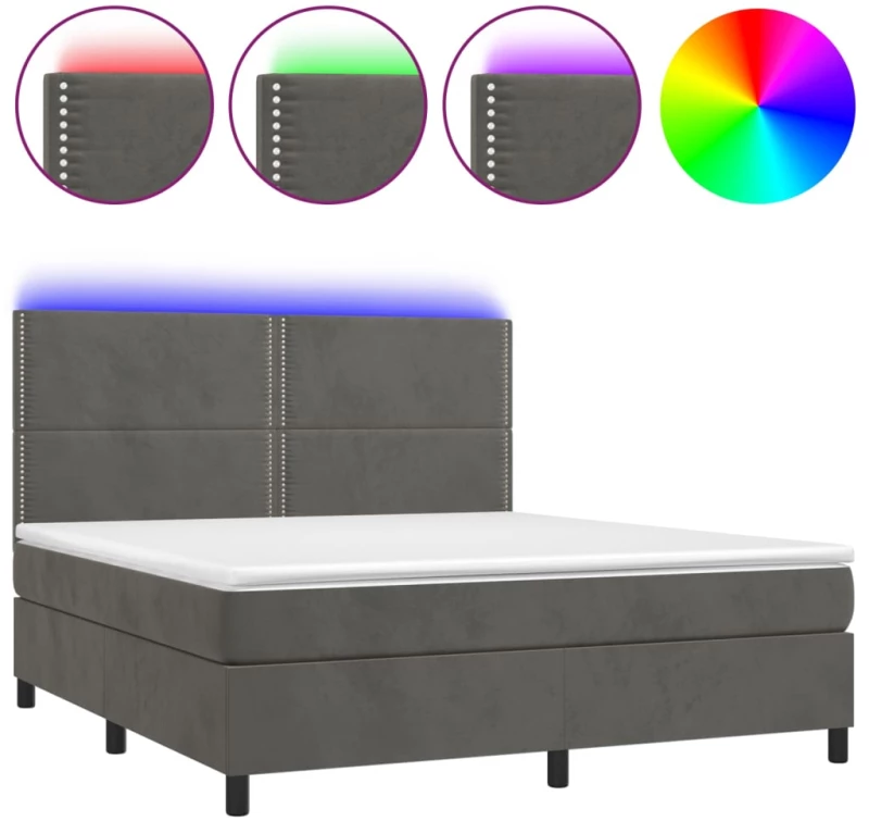 ΚΡΕΒΑΤΙ BOXSPRING ΜΕ ΣΤΡΩΜΑ & LED ΣΚ. ΓΚΡΙ 160X200ΕΚ. ΒΕΛΟΥΔΙΝΟ 3136072