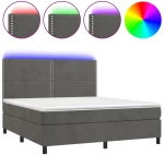 ΚΡΕΒΑΤΙ BOXSPRING ΜΕ ΣΤΡΩΜΑ & LED ΣΚ. ΓΚΡΙ 160X200ΕΚ. ΒΕΛΟΥΔΙΝΟ 3136072