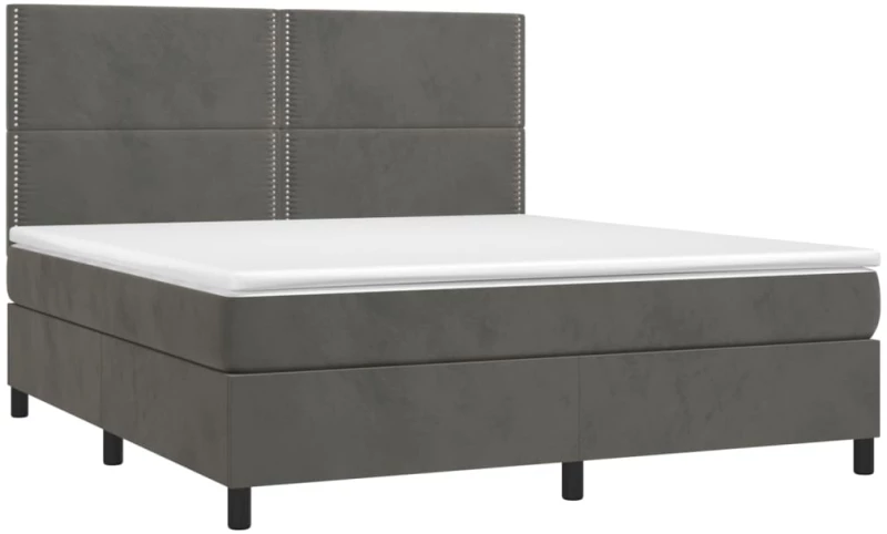 ΚΡΕΒΑΤΙ BOXSPRING ΜΕ ΣΤΡΩΜΑ & LED ΣΚ. ΓΚΡΙ 160X200ΕΚ. ΒΕΛΟΥΔΙΝΟ 3136072