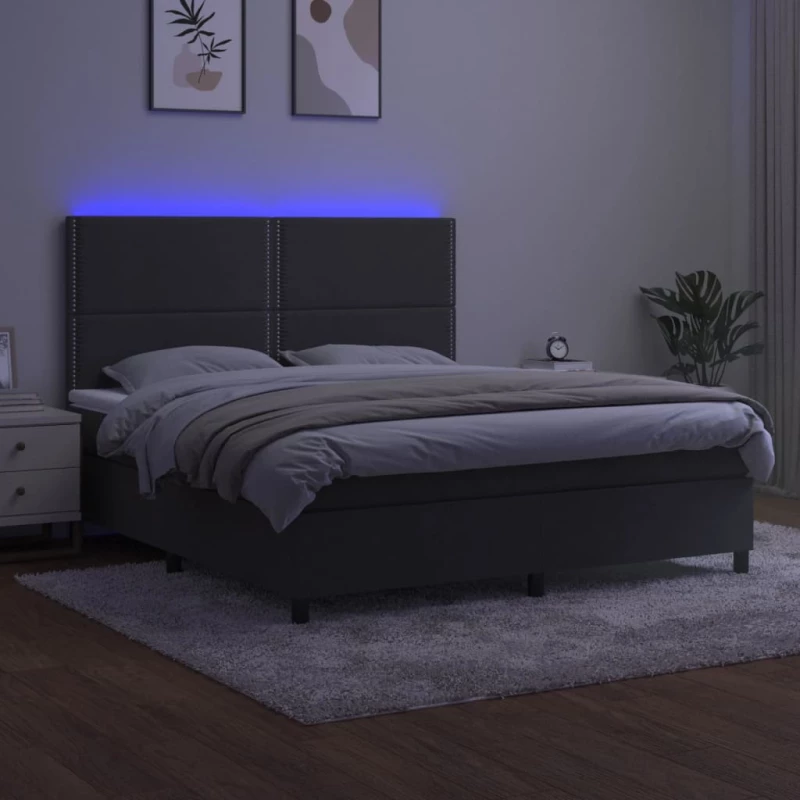 ΚΡΕΒΑΤΙ BOXSPRING ΜΕ ΣΤΡΩΜΑ & LED ΣΚ. ΓΚΡΙ 160X200ΕΚ. ΒΕΛΟΥΔΙΝΟ 3136072