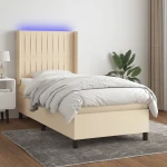 ΚΡΕΒΑΤΙ BOXSPRING ΜΕ ΣΤΡΩΜΑ & LED ΚΡΕΜ 90X190 ΕΚ. ΥΦΑΣΜΑΤΙΝΟ 3138442