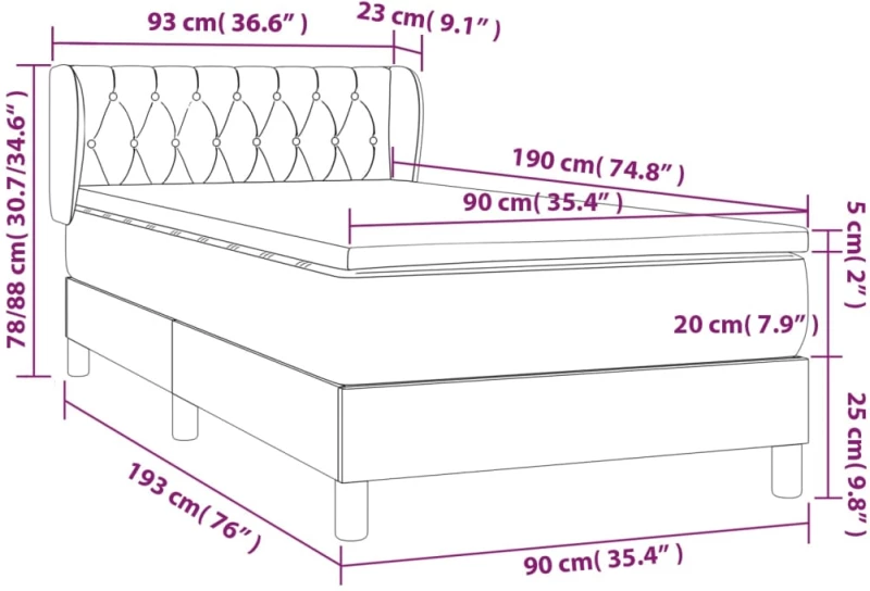 ΚΡΕΒΑΤΙ BOXSPRING ΜΕ ΣΤΡΩΜΑ TAUPE 90X190 ΕΚ.ΥΦΑΣΜΑΤΙΝΟ 3127009