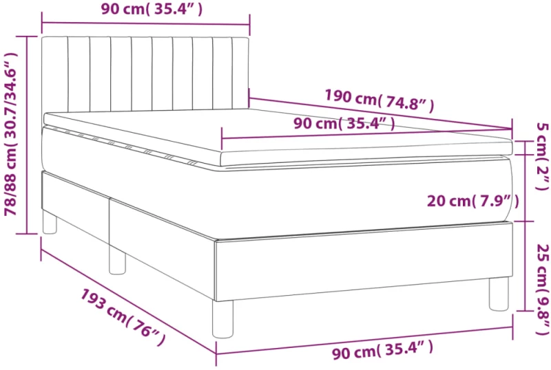 ΚΡΕΒΑΤΙ BOXSPRING ΜΕ ΣΤΡΩΜΑ TAUPE 90X190 ΕΚ.ΥΦΑΣΜΑΤΙΝΟ 3140741