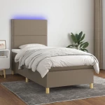 ΚΡΕΒΑΤΙ BOXSPRING ΜΕ ΣΤΡΩΜΑ & LED TAUPE 90X190 ΕΚ. ΥΦΑΣΜΑΤΙΝΟ 3135321