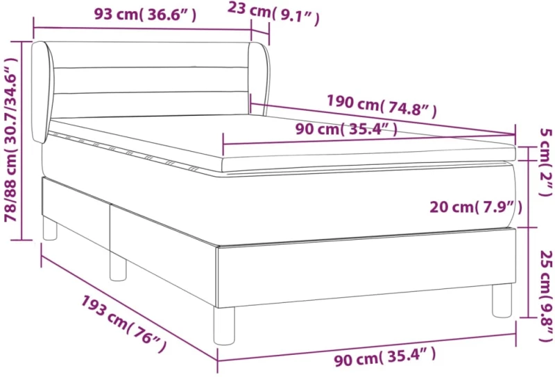 ΚΡΕΒΑΤΙ BOXSPRING ΜΕ ΣΤΡΩΜΑ TAUPE 90X190 ΕΚ.ΥΦΑΣΜΑΤΙΝΟ 3126849
