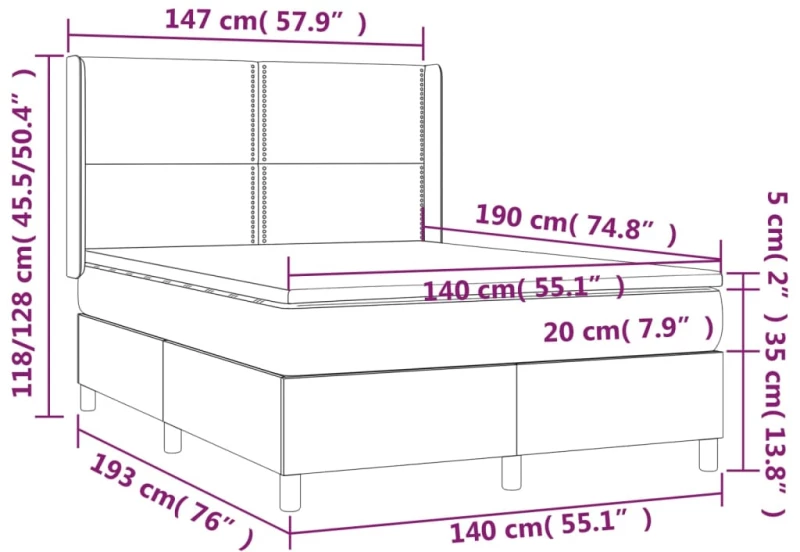 ΚΡΕΒΑΤΙ BOXSPRING ΜΕ ΣΤΡΩΜΑ ΑΝΟΙΧΤΟ ΓΚΡΙ 140X190 ΕΚ. ΥΦΑΣΜΑΤΙΝΟ 3131905