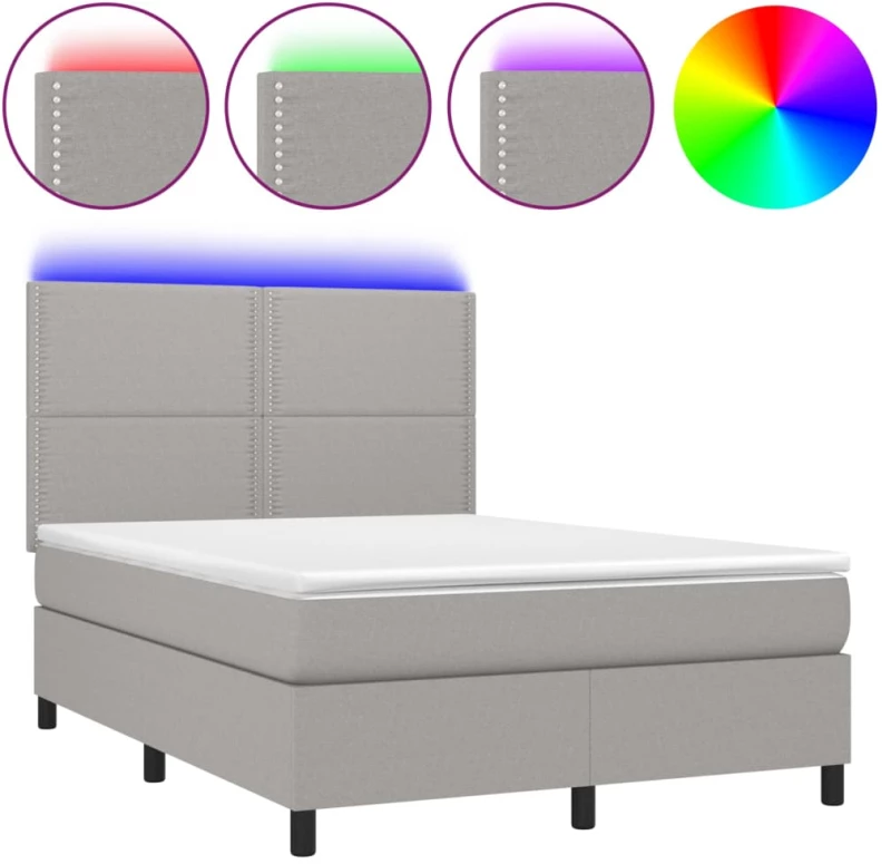 ΚΡΕΒΑΤΙ BOXSPRING ΜΕ ΣΤΡΩΜΑ & LED ΑΝ.ΓΚΡΙ 140X200ΕΚ. ΥΦΑΣΜΑΤΙΝΟ 3134797