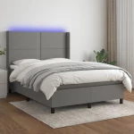 ΚΡΕΒΑΤΙ BOXSPRING ΜΕ ΣΤΡΩΜΑ & LED ΣΚ.ΓΚΡΙ 140X200 ΕΚ ΥΦΑΣΜΑΤΙΝΟ 3138238