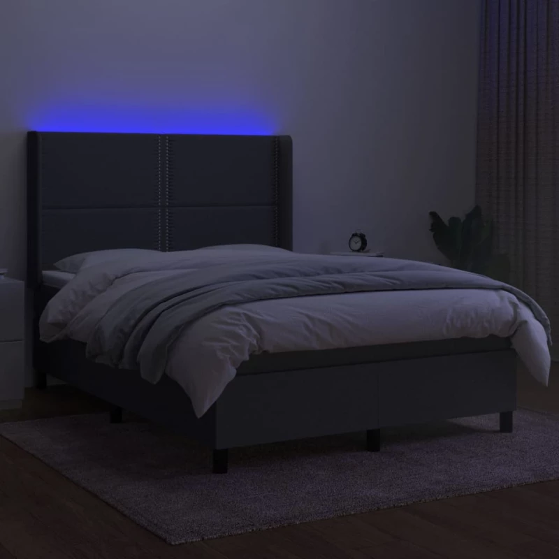 ΚΡΕΒΑΤΙ BOXSPRING ΜΕ ΣΤΡΩΜΑ & LED ΣΚ.ΓΚΡΙ 140X200 ΕΚ ΥΦΑΣΜΑΤΙΝΟ 3138238
