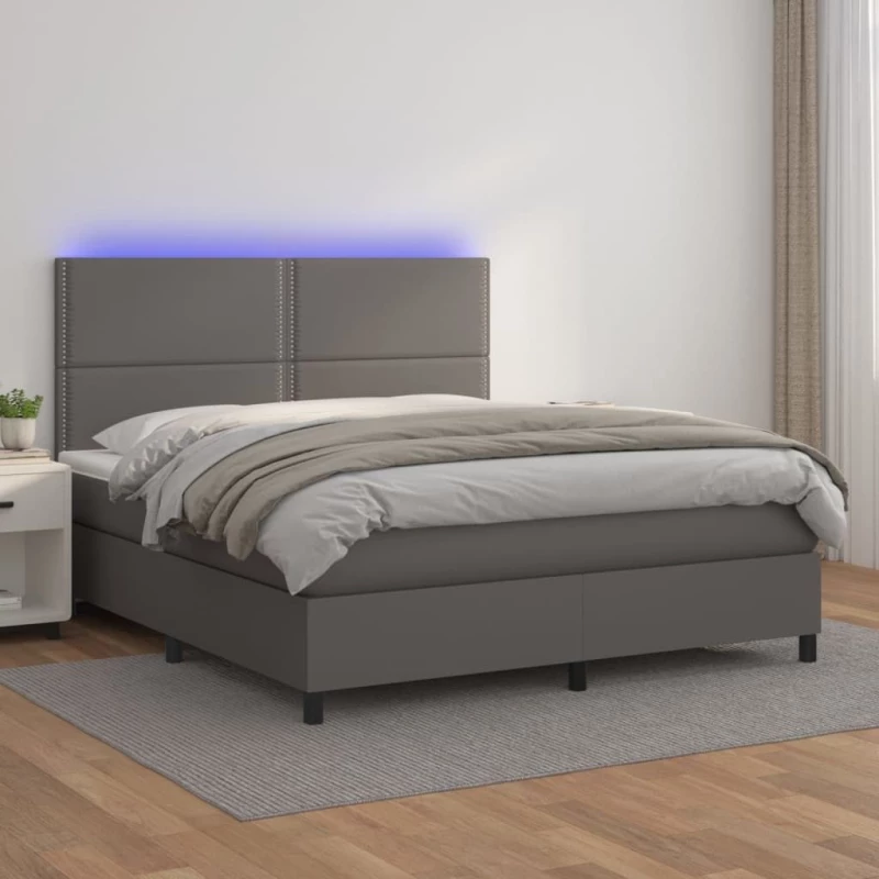 ΚΡΕΒΑΤΙ BOXSPRING ΜΕ ΣΤΡΩΜΑ & LED ΓΚΡΙ 140X200 ΕΚ. ΣΥΝΘ. ΔΕΡΜΑ 3135889