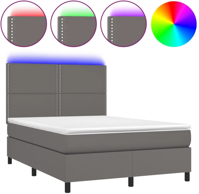 ΚΡΕΒΑΤΙ BOXSPRING ΜΕ ΣΤΡΩΜΑ & LED ΓΚΡΙ 140X200 ΕΚ. ΣΥΝΘ. ΔΕΡΜΑ 3135889