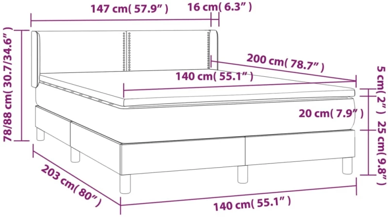 ΚΡΕΒΑΤΙ BOXSPRING ΜΕ ΣΤΡΩΜΑ ΣΚΟΥΡΟ ΓΚΡΙ 140X200 ΕΚ. ΒΕΛΟΥΔΙΝΟ 3130902