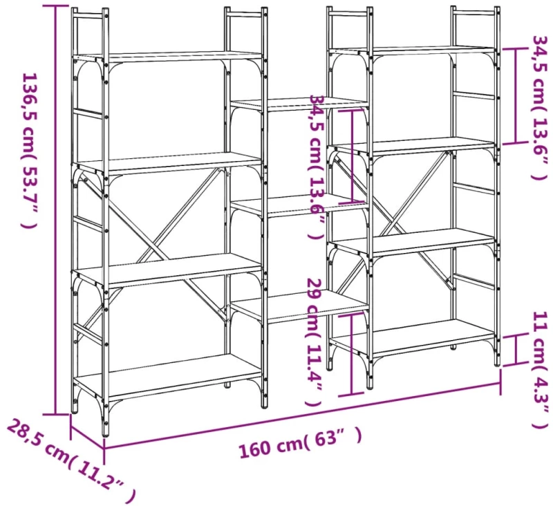 ΒΙΒΛΙΟΘΗΚΗ ΜΑΥΡΗ 160 X 28,5 X 136,5 ΕΚ. ΑΠΟ ΕΠΕΞΕΡΓΑΣΜΕΝΟ ΞΥΛΟ 838873
