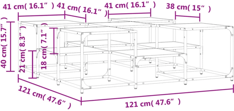 ΤΡΑΠΕΖΑΚΙ ΣΑΛΟΝΙΟΥ ΚΑΠΝΙΣΤΗ ΔΡΥΣ 121X121X40ΕΚ. ΕΠΕΞΕΡΓΑΣΜ. ΞΥΛΟ 839070