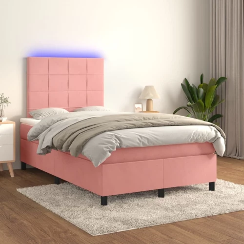 ΚΡΕΒΑΤΙ BOXSPRING ΜΕ ΣΤΡΩΜΑ & LED ΡΟΖ 120X200 ΕΚ. ΒΕΛΟΥΔΙΝΟ 3136118