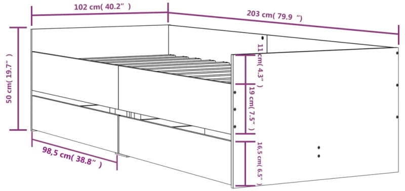ΠΛΑΙΣΙΟ ΚΡΕΒΑΤΙΟΥ ΜΕ ΣΥΡΤΑΡΙΑ ΛΕΥΚΟ 100X200 ΕΚ. 3207336