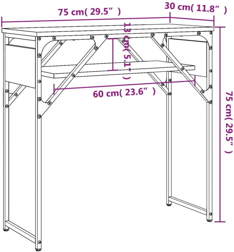 ΤΡΑΠΕΖΙ ΚΟΝΣΟΛΑ ΜΕ ΡΑΦΙ SONOMA ΔΡΥΣ 75X30X75 ΕΚ. ΕΠΕΞΕΡΓ. ΞΥΛΟ 837798