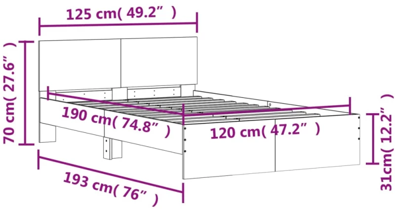 ΠΛΑΙΣΙΟ ΚΡΕΒΑΤΙΟΥ ΜΕ ΚΕΦΑΛΑΡΙ ΚΑΦΕ ΔΡΥΣ 120X190 ΕΚ. 3207517