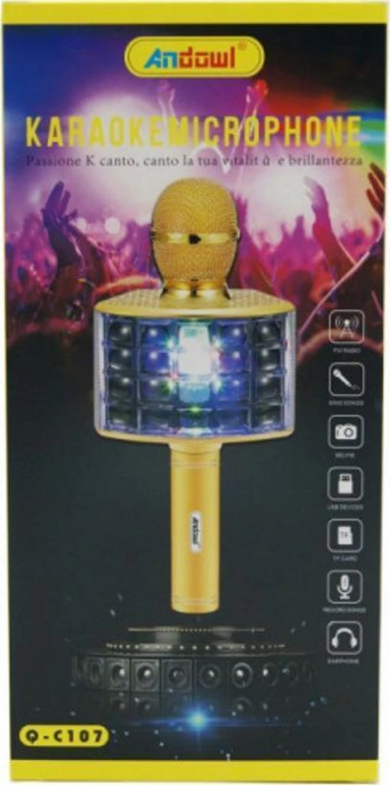 Andowl Ασύρματο Μικρόφωνο Karaoke Q-C107 σε Χρυσό Χρώμα