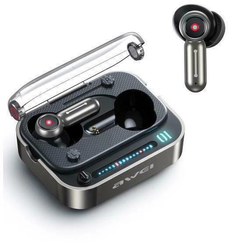 Awei T58 In-ear Bluetooth Handsfree Ακουστικά με Θήκη Φόρτισης Μαύρα