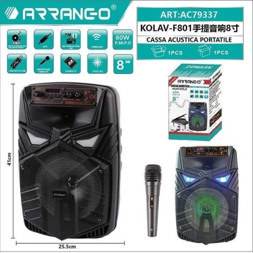 Ηχείο με λειτουργία Karaoke Arrango AC79337 σε Μαύρο Χρώμα