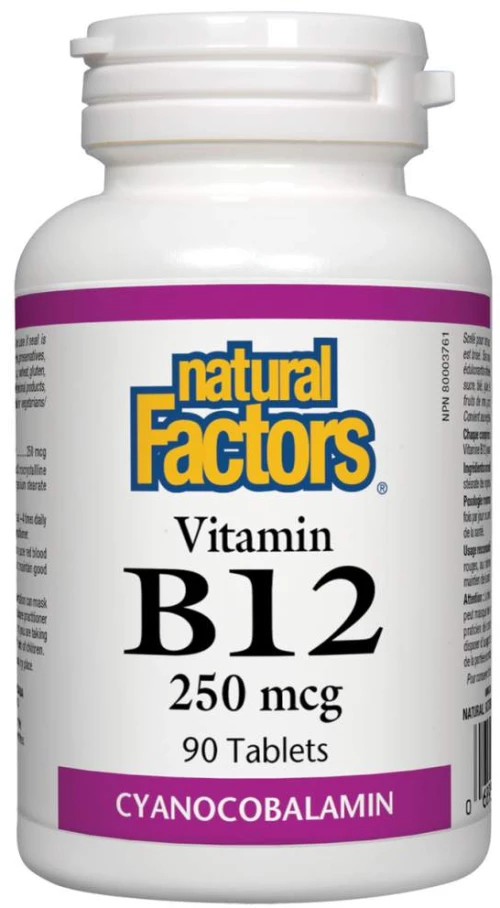 Natural Factors Vitamin B12 250 mcg [90 Ταμπλέτες]