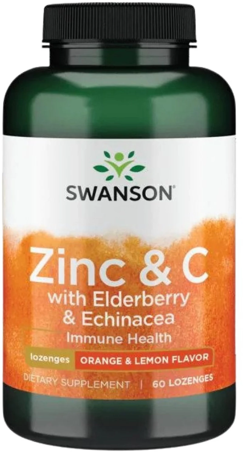 Swanson Zinc & C with Elderberry & Echinacea [60 Υπογλώσσια δισκία] Πορτοκάλι λεμόνι