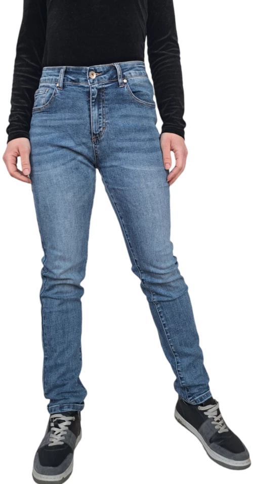 Γυναικείο Ψηλόμεσο Jean Basic ΜΠΛΕ
