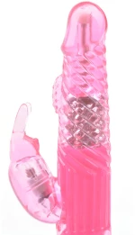 USB Rechargeable Pink Color Rabbit Pearls Vibrator