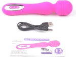 Pink Color 12-Speed Silicone Rechargeable Wand Massager